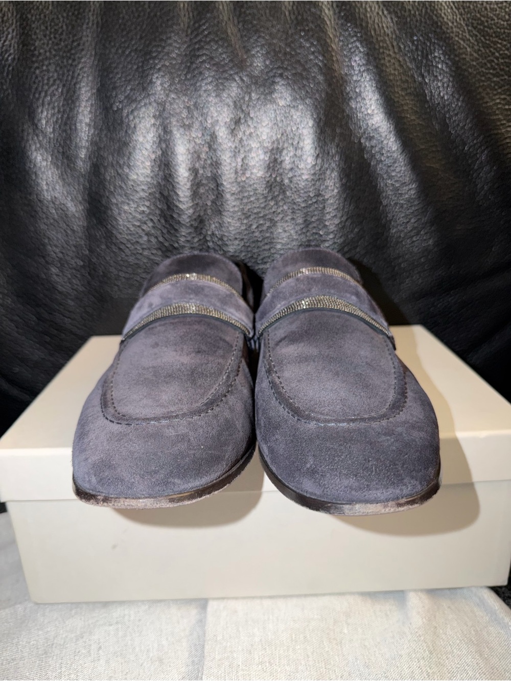 Brunello Cucinelli navy suede Women's Penny loafer - Picture 4 of 16